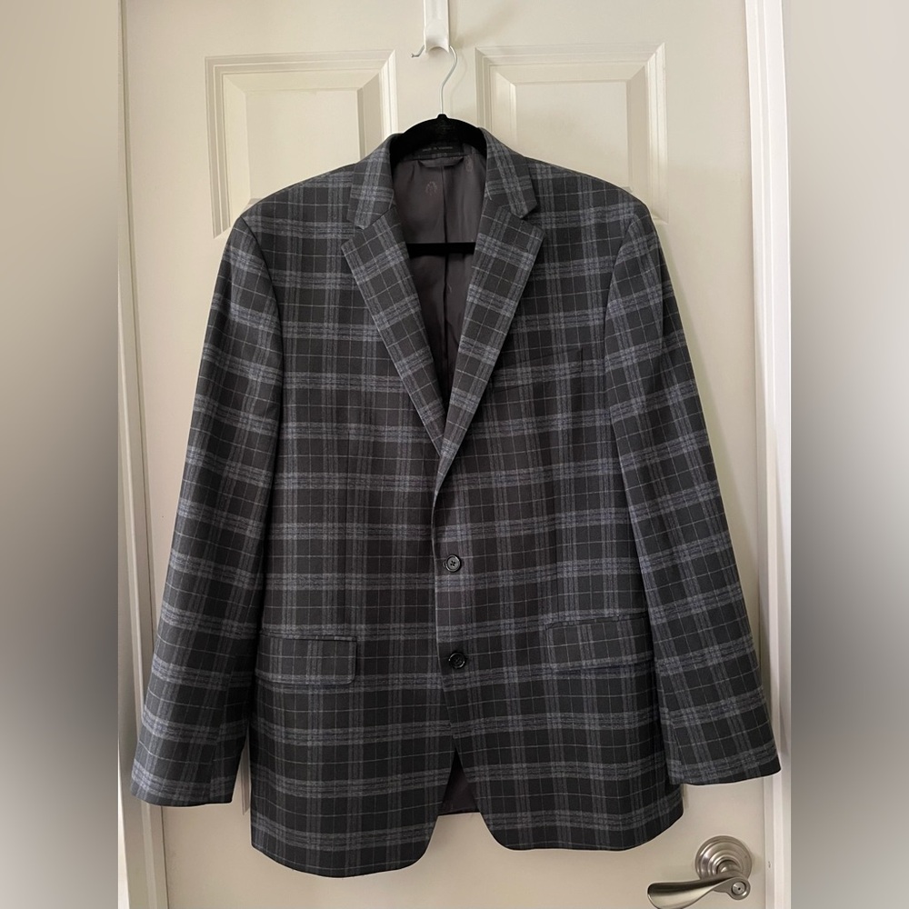 Men’s Black Label Ralph Lauren Blazer Suit Jacket Gray & Black plaid 42L